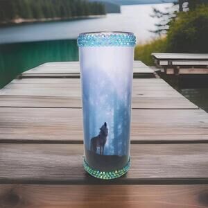 Wolf Night Sky 20oz Skinny Stainless Steel Tumbler – Handmade Sublimated